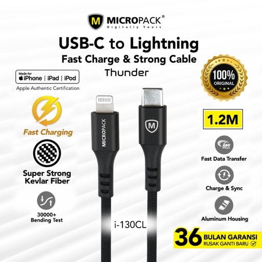 [I-130CL-BK] Micropack I-130CL Charging Cable