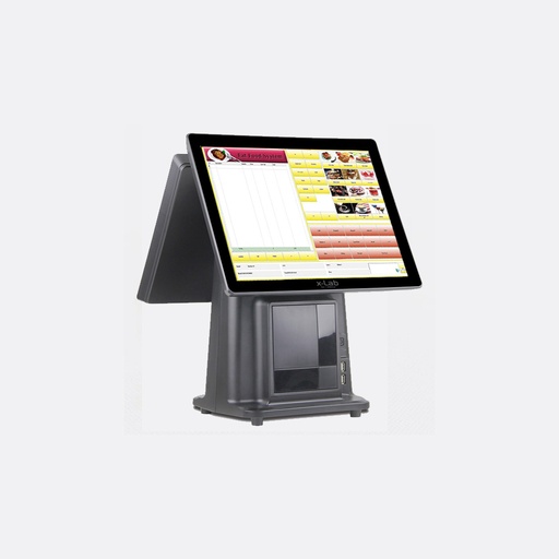 xLab XL-PT15 POS Terminal Dual Display 15.6" LCD Touch Screen, i5, Black with Green Border